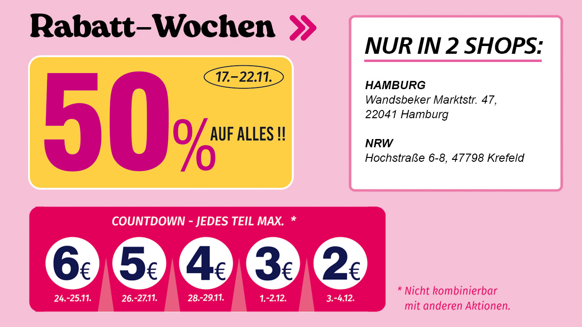 Rabatt-Wochen in 2 Shops